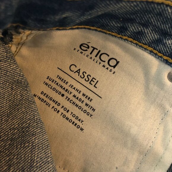 Etica Womens Cassel Ultra High Barrel Jeans Button Fly Rigid Bluestone Wash 27 - Picture 7 of 8